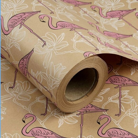 Ruspepa Flaming and White Flower Print Wrapping Paper - Picture 1 of 3